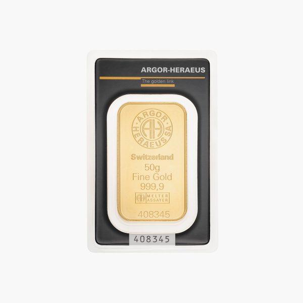 Златно кюлче 50 г (Argor Heraeus)